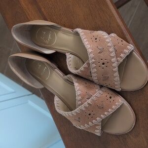 Jack Rogers Lindsey Tan Cut Out Suede Women's Flats Suze 38